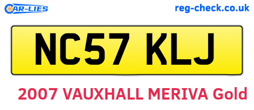 NC57KLJ are the vehicle registration plates.