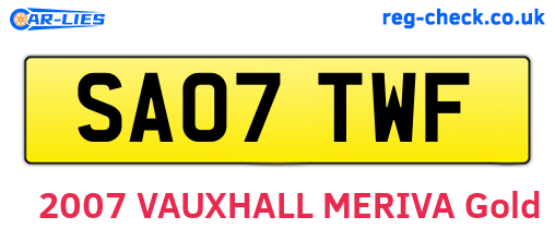 SA07TWF are the vehicle registration plates.
