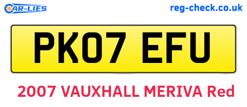 PK07EFU are the vehicle registration plates.