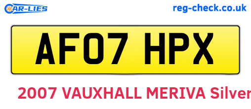 AF07HPX are the vehicle registration plates.