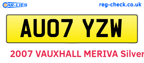 AU07YZW are the vehicle registration plates.