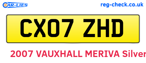 CX07ZHD are the vehicle registration plates.