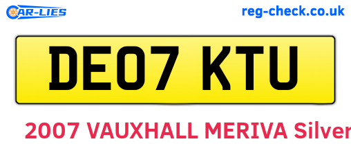 DE07KTU are the vehicle registration plates.