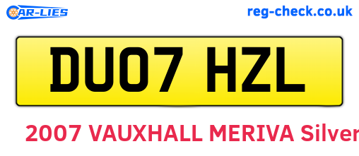 DU07HZL are the vehicle registration plates.