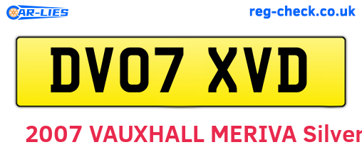 DV07XVD are the vehicle registration plates.