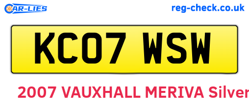KC07WSW are the vehicle registration plates.