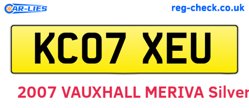 KC07XEU are the vehicle registration plates.