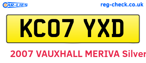KC07YXD are the vehicle registration plates.