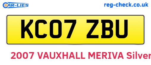 KC07ZBU are the vehicle registration plates.
