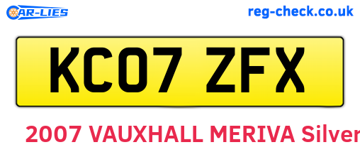 KC07ZFX are the vehicle registration plates.
