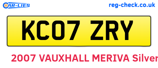 KC07ZRY are the vehicle registration plates.