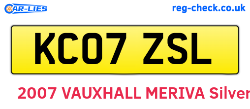KC07ZSL are the vehicle registration plates.