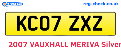 KC07ZXZ are the vehicle registration plates.