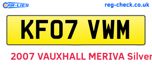 KF07VWM are the vehicle registration plates.