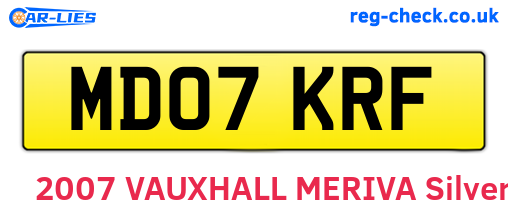 MD07KRF are the vehicle registration plates.
