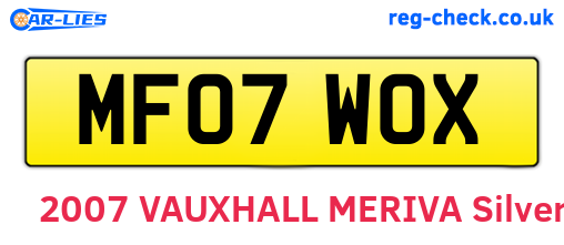 MF07WOX are the vehicle registration plates.