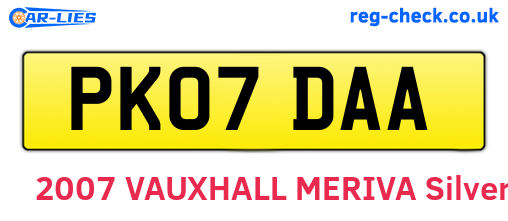 PK07DAA are the vehicle registration plates.