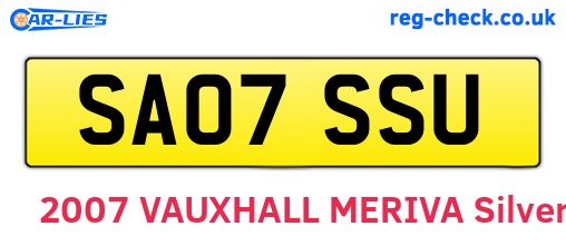 SA07SSU are the vehicle registration plates.