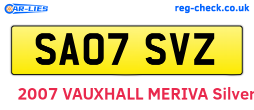 SA07SVZ are the vehicle registration plates.