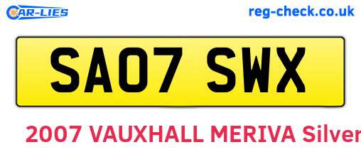 SA07SWX are the vehicle registration plates.