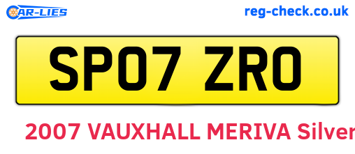 SP07ZRO are the vehicle registration plates.