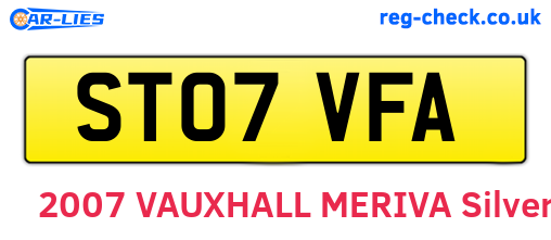 ST07VFA are the vehicle registration plates.