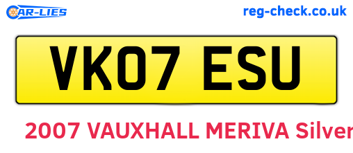 VK07ESU are the vehicle registration plates.