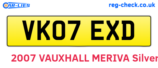 VK07EXD are the vehicle registration plates.