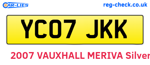 YC07JKK are the vehicle registration plates.