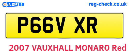 P66VXR are the vehicle registration plates.