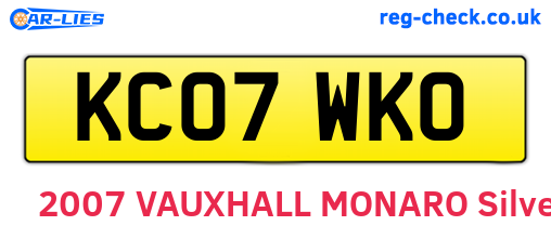 KC07WKO are the vehicle registration plates.