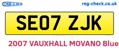 SE07ZJK are the vehicle registration plates.