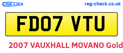 FD07VTU are the vehicle registration plates.