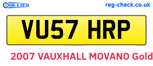 VU57HRP are the vehicle registration plates.