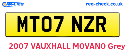 MT07NZR are the vehicle registration plates.