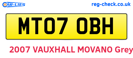 MT07OBH are the vehicle registration plates.