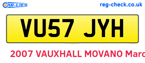 VU57JYH are the vehicle registration plates.