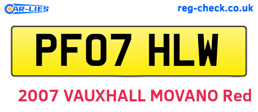 PF07HLW are the vehicle registration plates.