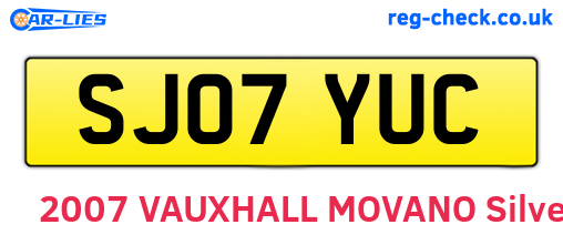 SJ07YUC are the vehicle registration plates.