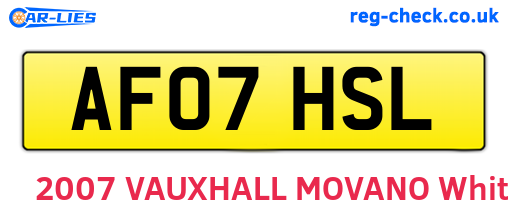AF07HSL are the vehicle registration plates.