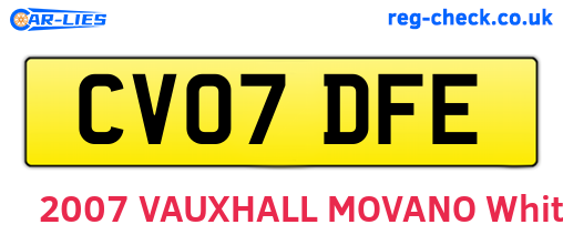 CV07DFE are the vehicle registration plates.