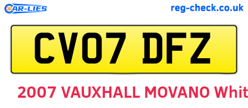CV07DFZ are the vehicle registration plates.