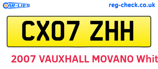 CX07ZHH are the vehicle registration plates.