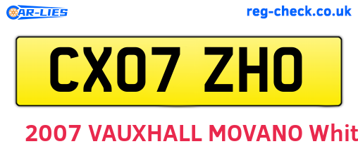 CX07ZHO are the vehicle registration plates.