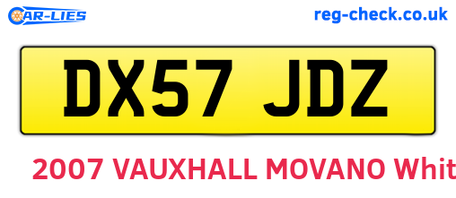 DX57JDZ are the vehicle registration plates.