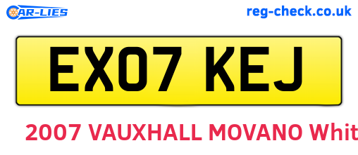 EX07KEJ are the vehicle registration plates.
