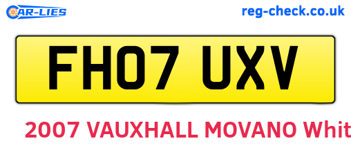 FH07UXV are the vehicle registration plates.