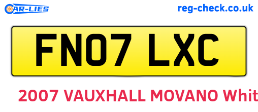 FN07LXC are the vehicle registration plates.
