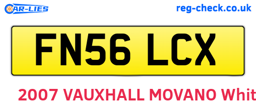 FN56LCX are the vehicle registration plates.