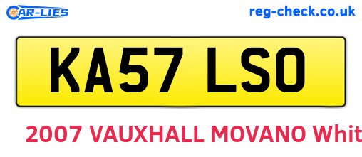 KA57LSO are the vehicle registration plates.